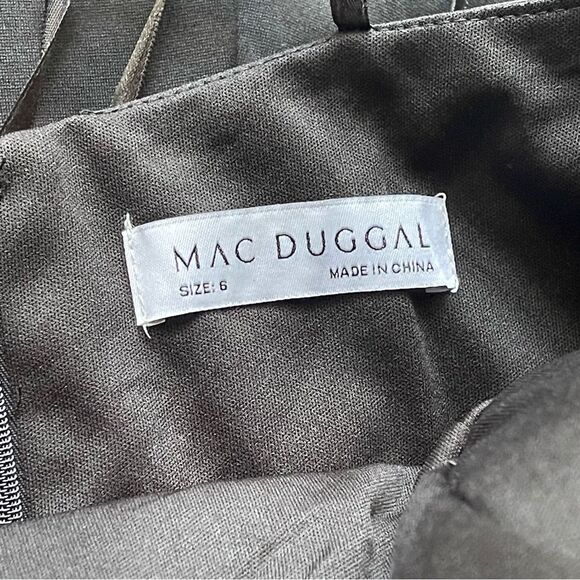 NEW Mac Duggal One Shoulder Draped Trumpet Gown Front Bow Black 6 - Picture 10 of 11